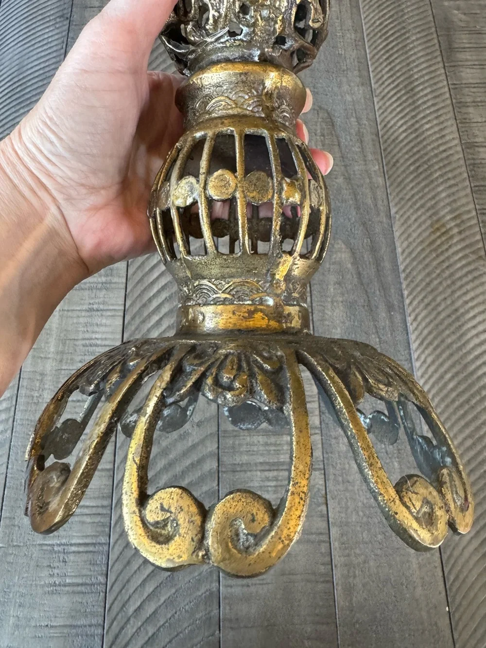 Vintage Brass Single Ornate Candle Holder